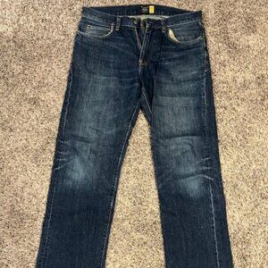 J Crew straight relaxed fit jeans, 33/32 blue prewashed.